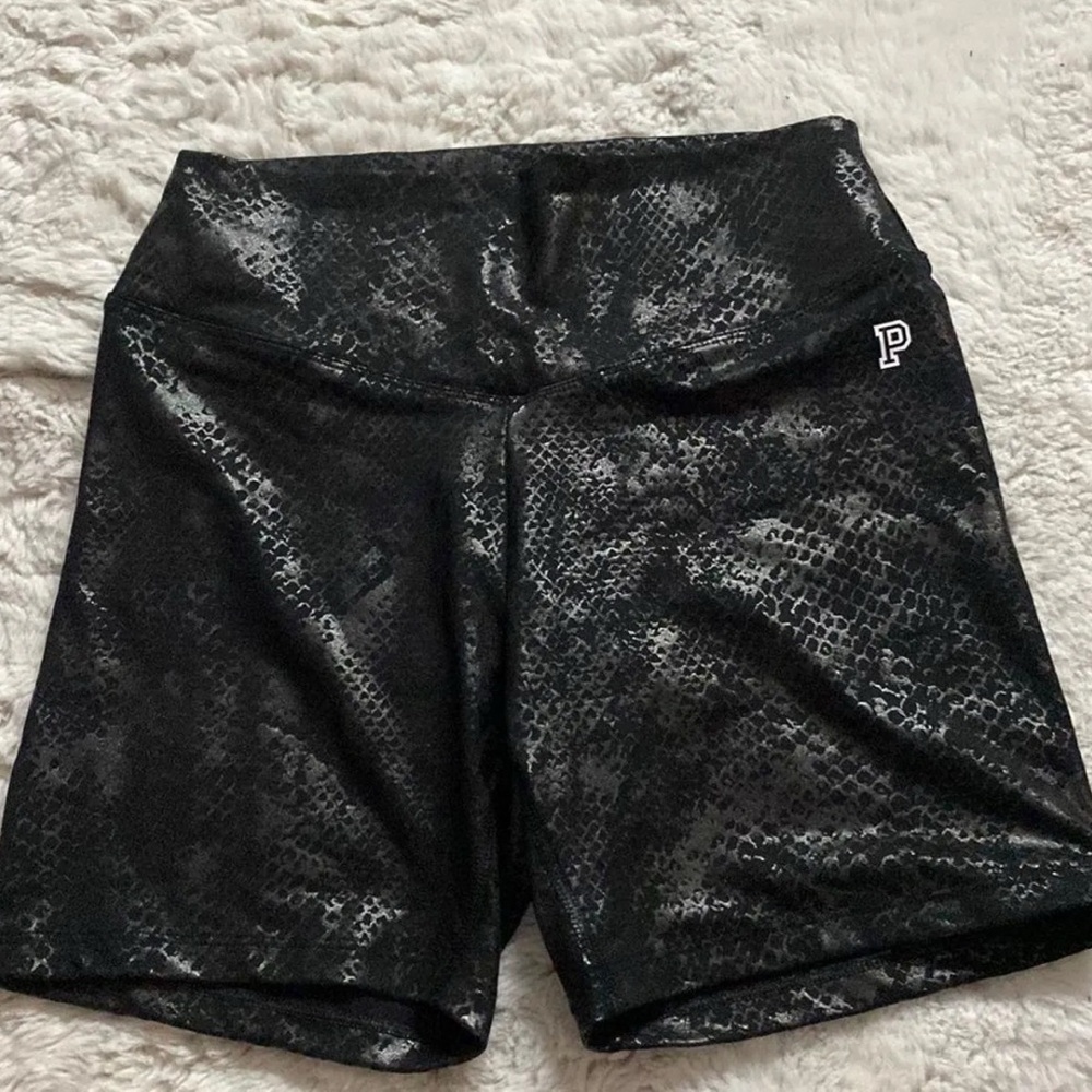 PINK Victoria's Secret Black Bike Shorts with Snakeskin Texture